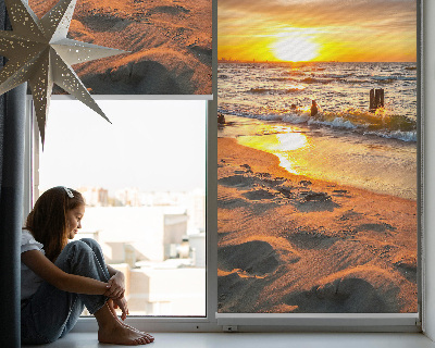 Verduisterend stoffen rolgordijn met zonsondergang- en kleurenprint
