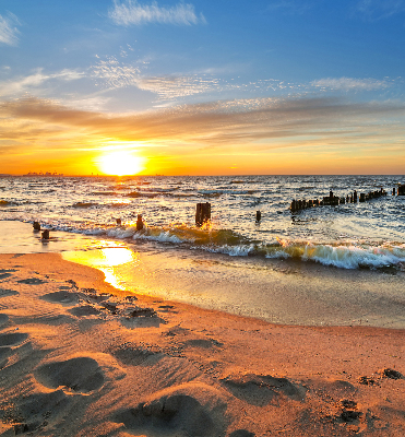 Verduisterend stoffen rolgordijn met zonsondergang- en kleurenprint
