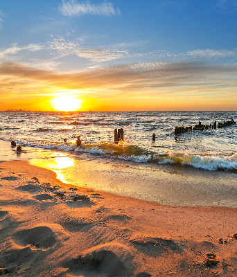 Verduisterend stoffen rolgordijn met zonsondergang- en kleurenprint