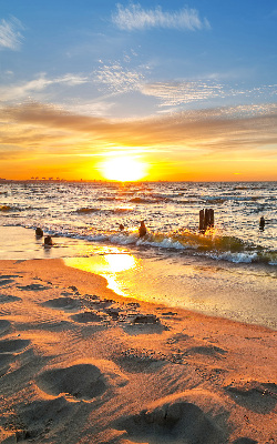 Verduisterend stoffen rolgordijn met zonsondergang- en kleurenprint