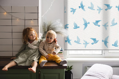 Verduisterend binnengordijn met blauwe vogels