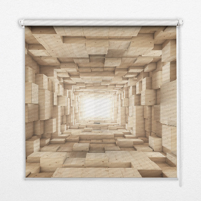 Verduisterend raamrolgordijn voor binnen met 3D houten patroon
