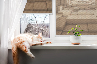 Verduisterend raamrolgordijn voor binnen met 3D houten patroon