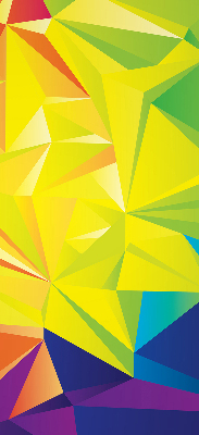 Binnenshuis verduisterend rolgordijn in een kleurrijk origami-patroon