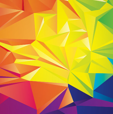 Binnenshuis verduisterend rolgordijn in een kleurrijk origami-patroon
