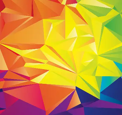 Binnenshuis verduisterend rolgordijn in een kleurrijk origami-patroon