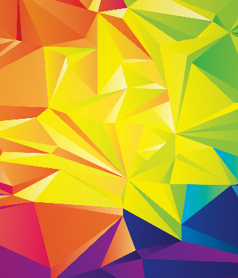 Binnenshuis verduisterend rolgordijn in een kleurrijk origami-patroon