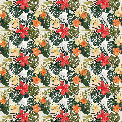 Verduisterend rolgordijn voor balkondeur met tropische bloemen en bladeren