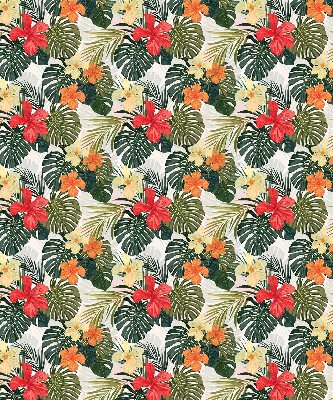 Verduisterend rolgordijn voor balkondeur met tropische bloemen en bladeren