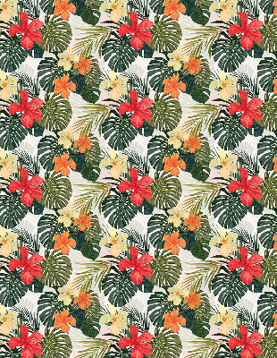 Verduisterend rolgordijn voor balkondeur met tropische bloemen en bladeren