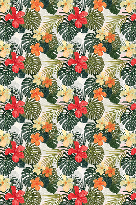 Verduisterend rolgordijn voor balkondeur met tropische bloemen en bladeren