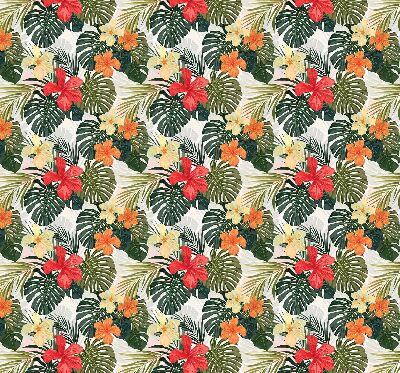 Verduisterend rolgordijn voor balkondeur met tropische bloemen en bladeren