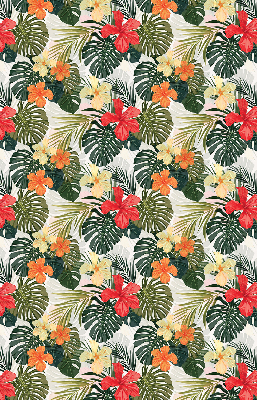 Verduisterend rolgordijn voor balkondeur met tropische bloemen en bladeren