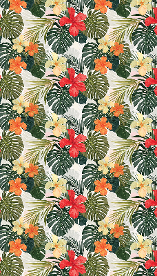 Verduisterend rolgordijn voor balkondeur met tropische bloemen en bladeren