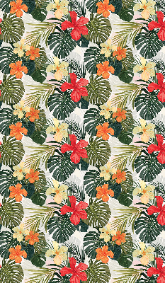 Verduisterend rolgordijn voor balkondeur met tropische bloemen en bladeren