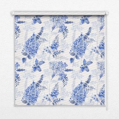 Binnenshuis verduisterend rolgordijn met blauwe bloemen