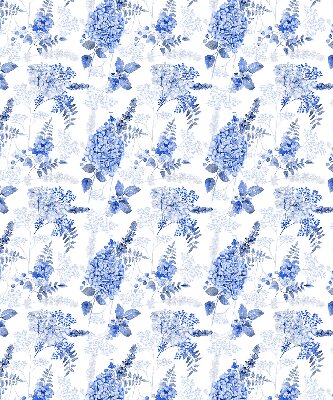 Binnenshuis verduisterend rolgordijn met blauwe bloemen