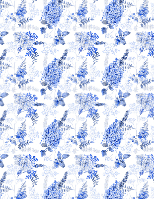 Binnenshuis verduisterend rolgordijn met blauwe bloemen