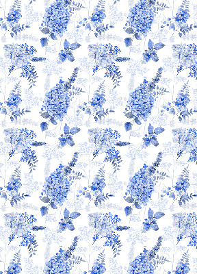 Binnenshuis verduisterend rolgordijn met blauwe bloemen