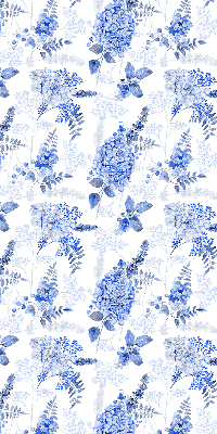 Binnenshuis verduisterend rolgordijn met blauwe bloemen