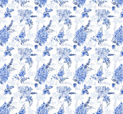 Binnenshuis verduisterend rolgordijn met blauwe bloemen