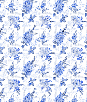 Binnenshuis verduisterend rolgordijn met blauwe bloemen