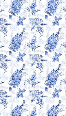 Binnenshuis verduisterend rolgordijn met blauwe bloemen