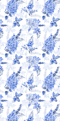 Binnenshuis verduisterend rolgordijn met blauwe bloemen