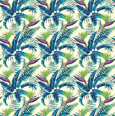 Verduisterend rolgordijn voor raam in tropische plantenprint