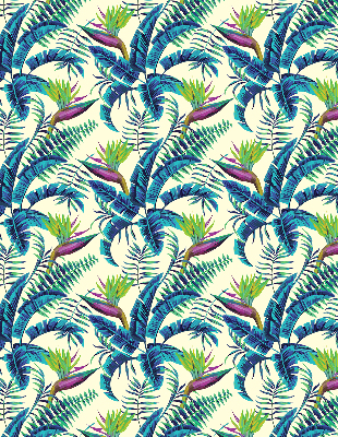 Verduisterend rolgordijn voor raam in tropische plantenprint