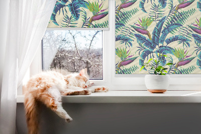 Verduisterend rolgordijn voor raam in tropische plantenprint
