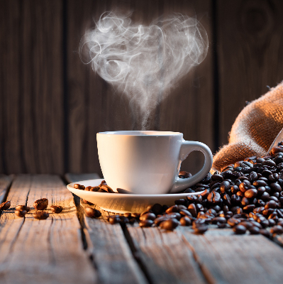 Verduisterend binnengordijn een kopje koffie