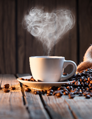 Verduisterend binnengordijn een kopje koffie