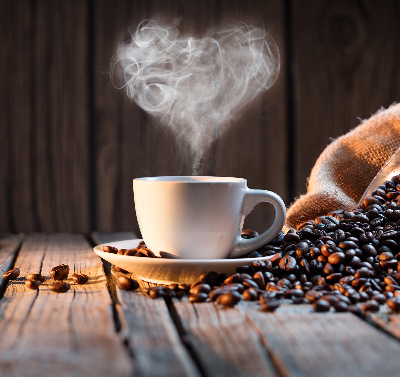 Verduisterend binnengordijn een kopje koffie