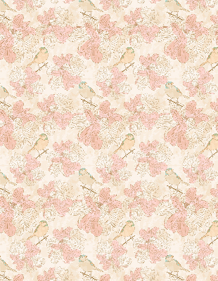 Binnenshuis verduisterend rolgordijn met vogels tussen de bloemen