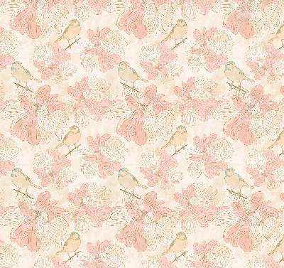 Binnenshuis verduisterend rolgordijn met vogels tussen de bloemen