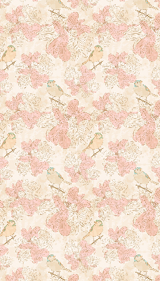 Binnenshuis verduisterend rolgordijn met vogels tussen de bloemen