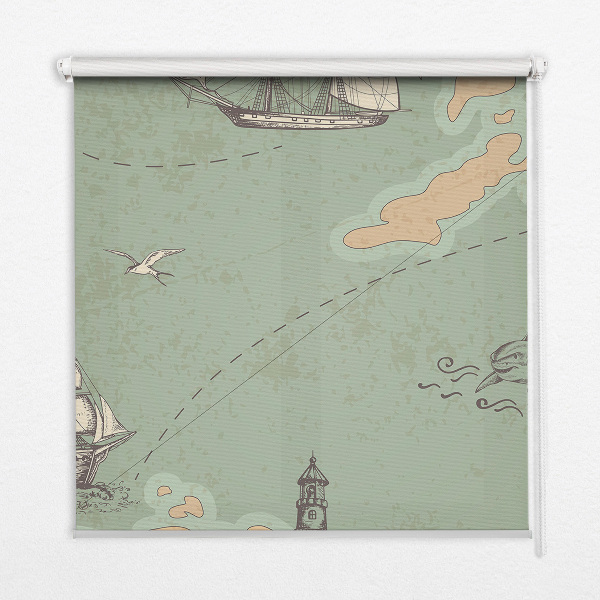 Verduisterend binnengordijn met oceaankaartprint