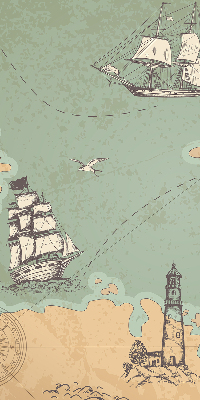 Verduisterend binnengordijn met oceaankaartprint