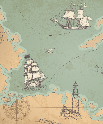 Verduisterend binnengordijn met oceaankaartprint