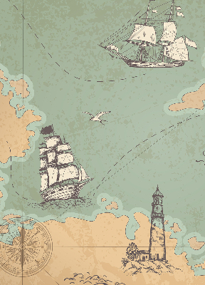 Verduisterend binnengordijn met oceaankaartprint