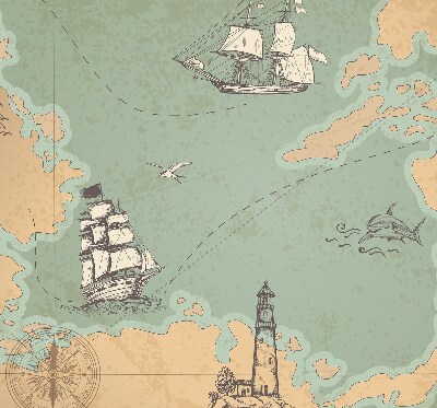 Verduisterend binnengordijn met oceaankaartprint