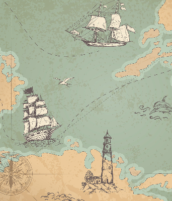 Verduisterend binnengordijn met oceaankaartprint