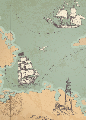 Verduisterend binnengordijn met oceaankaartprint