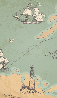 Verduisterend binnengordijn met oceaankaartprint