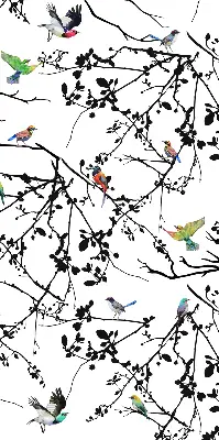 Verduisterend raamrolgordijn voor binnen met vogels op de takken