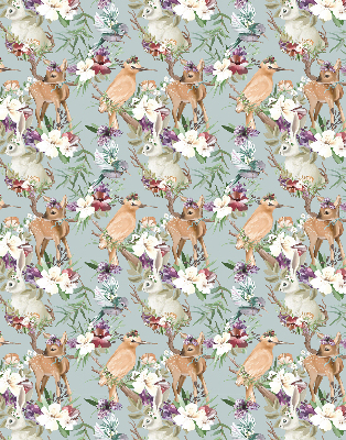 Verduisterend binnengordijn met print van reeën, vogels en konijnen