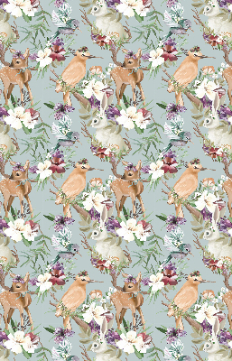 Verduisterend binnengordijn met print van reeën, vogels en konijnen