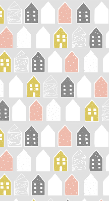 Verduisterend stoffen rolgordijn met getekende huizen