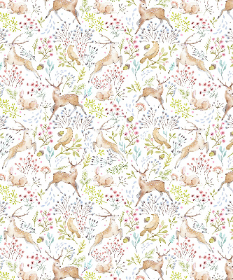 Verduisterend raamrolgordijn voor binnen met een print van reeën, vogels en konijnen